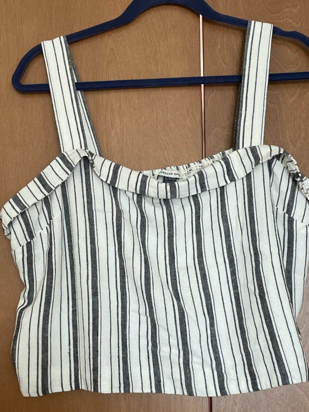 American Eagle Outfitters Black & White Striped Crop Tank